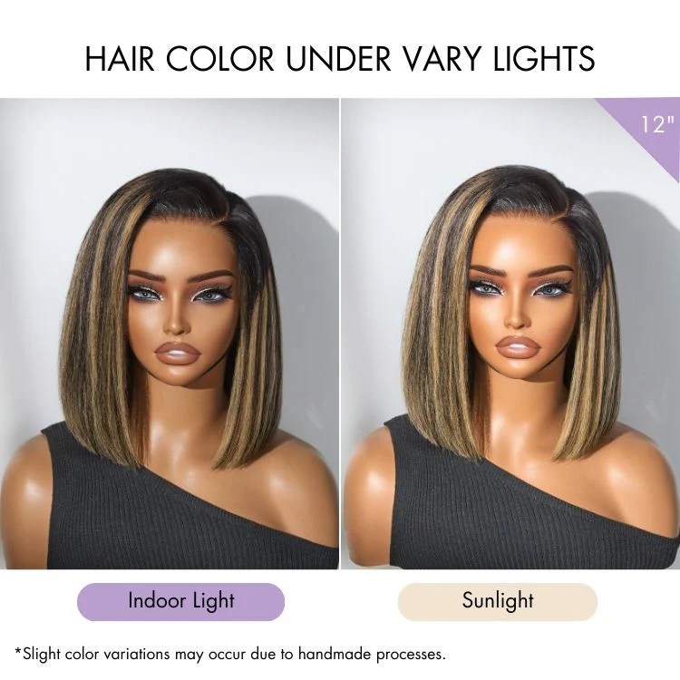 Luvme All-Day Comfort™ Wig Blonde Highlight Blunt Cut Bob Glueless Minimalist HD Lace Short Bob Wig Pre-Cut Lace - Image 5