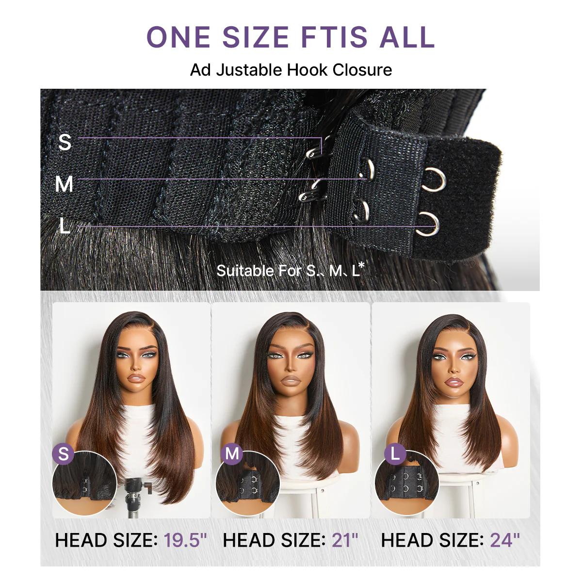 Luvme All-Day Comfort™ Wig 180% Density Ombre Brown Butterfly Cut Layered Light Yaki Straight Glueless 7x6 Closure HD Lace Human Hair Wig Pre-Cut Lace - Image 9