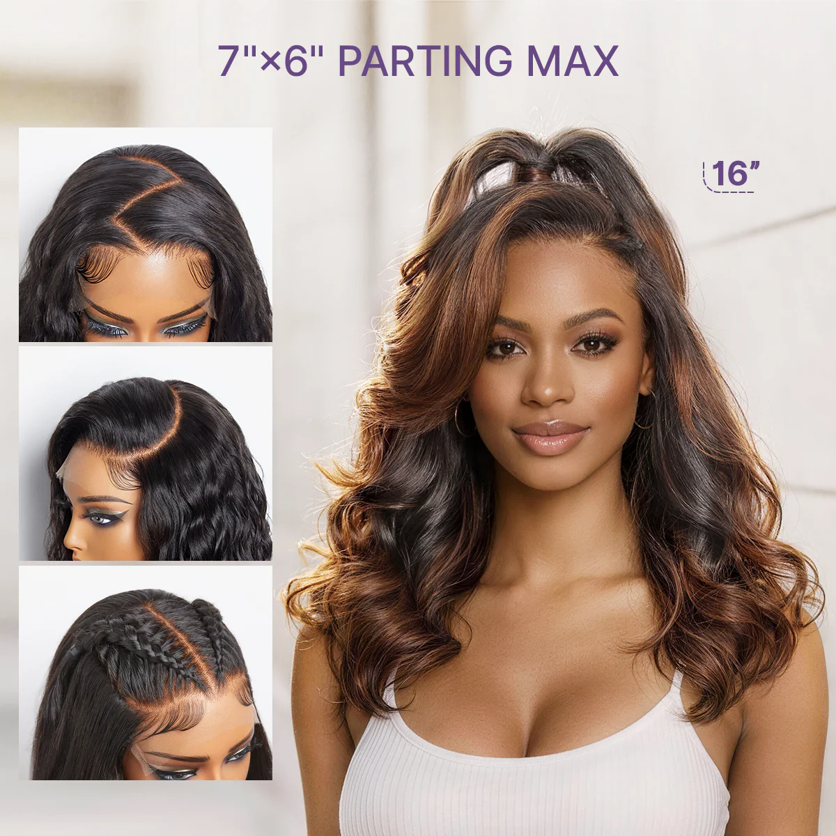 Luvme All-Day Curl Hold™ Premier Grade Hair Ombre Brown Body Wave CuticleAlign™ PartingMax Glueless 7x6 HD Lace Wig Pre-Cut Lace - Image 7