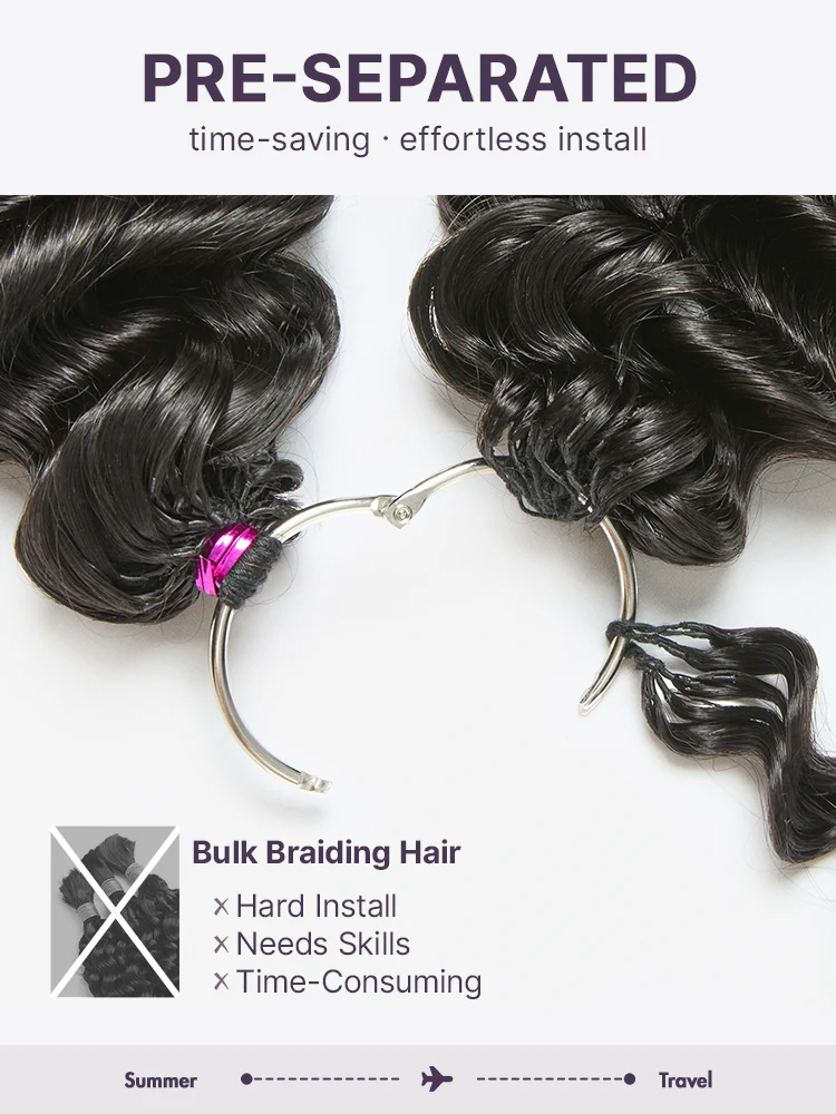 Luvme Hair-Readitress™ Pre-Separated Feather Crochet Human Hair for Miracle Knots Boho Braids | Deep Wave, Kinky Straight, and Burmese Curly Protective Style (Free Gifts Included) - US Only - Image 9