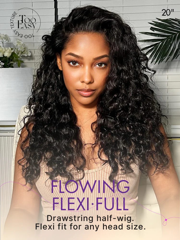 Luvme Too Easy Texture™ 3-In-1 Half Wig 180% Density Water Wave Glueless Flexi-Fit Drawstring Wig - Image 2