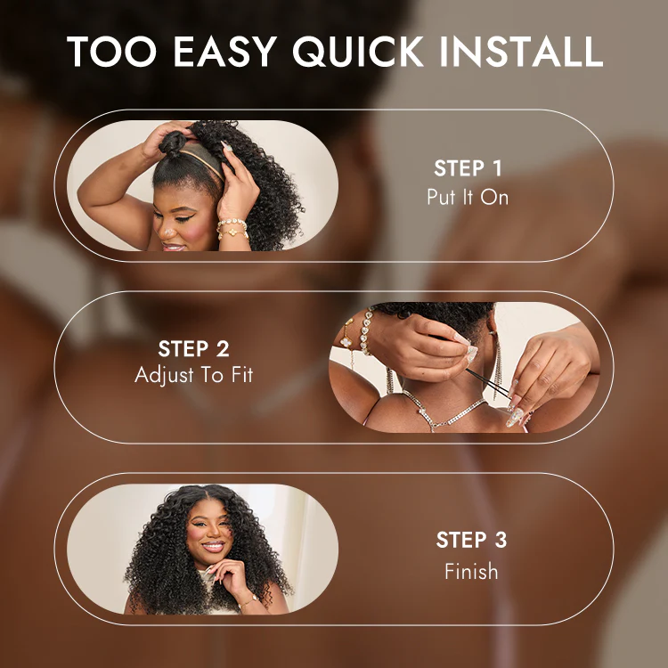Luvme Too Easy Texture™ 180% Density Yaki Straight Glueless V Part Flexi-Fit Drawstring Wig Beginner Friendly - Image 7