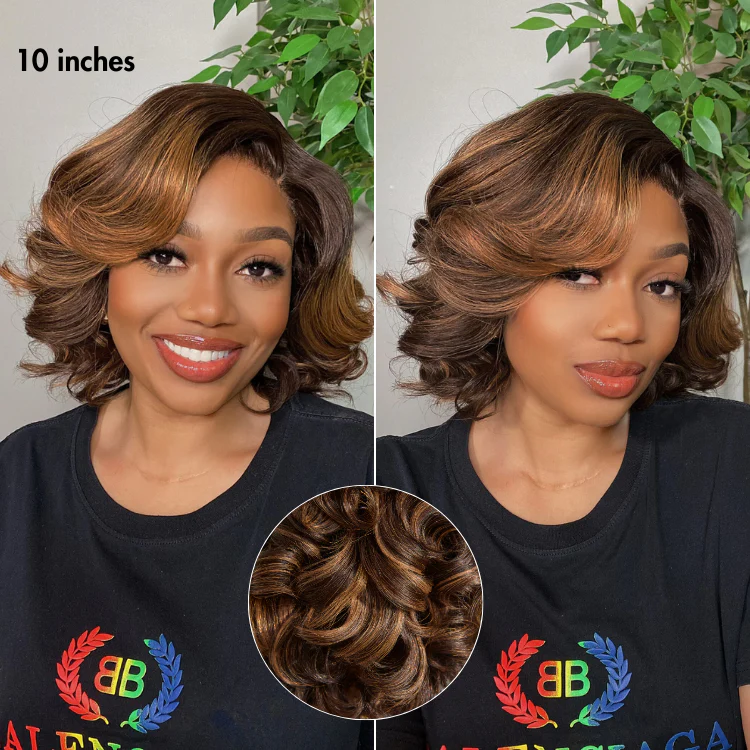 1 SEC INSTALL WIG | Mature Boss Brown Ombre Highlight / Natural Black Loose Wave Glueless Minimalist HD Lace Wig Pre-cut Lace - Image 2