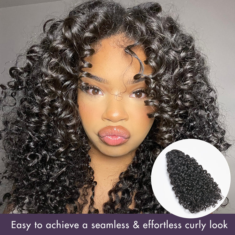 Messy Burmese Curly Seamless Clip in Extensions Real Human Hair Pieces 135g 9pcs / 7pcs with Free Gift - Image 2
