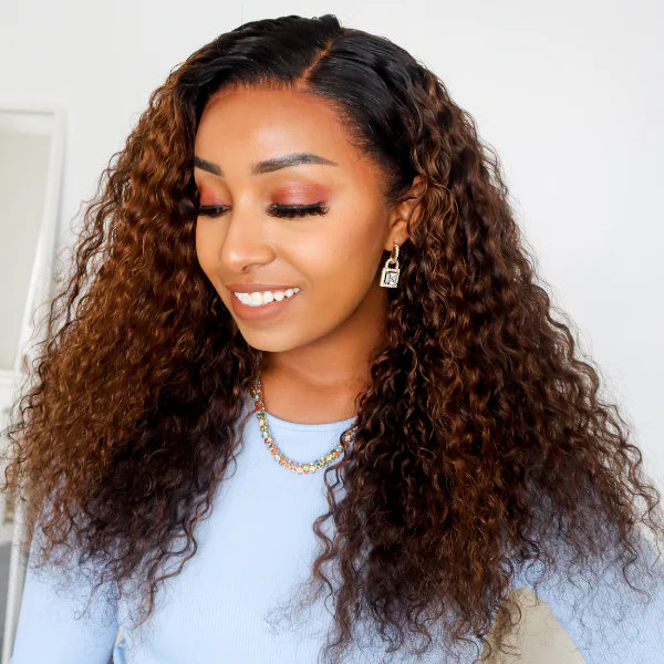Mix Chestnut Brown Deep Wave 13x4 Frontal HD Lace Side Part Long Human Hair Wig - US Only - Image 2