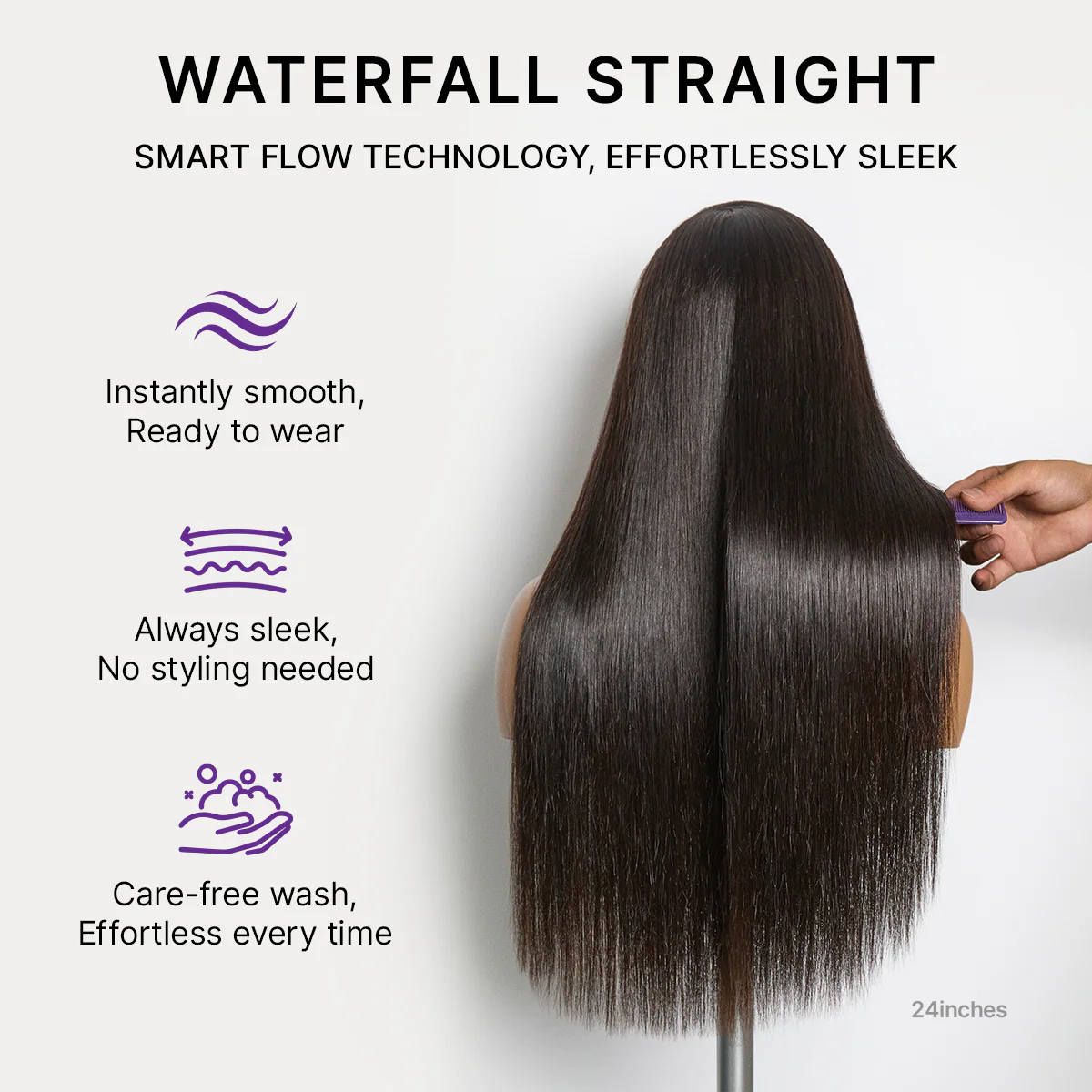 MyOwn-Fit™ PartingMax Glueless Personalized Comfort Wig 250% Density Bone Straight with Baby Hair 7x6 Closure HD Lace Wig Pre Cut & Plucked & Bleached Ready to Go - Image 2