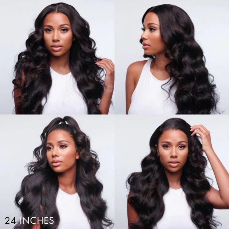 Glueless 13x6 Frontal Lace Natural Black Body Wave Side Part Long Wig 100% Human Hair - US Only - Image 5