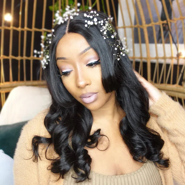 Natural Black Loose Wave Minimalist HD Lace Glueless Long Wig with Bangs - US Only - Image 4