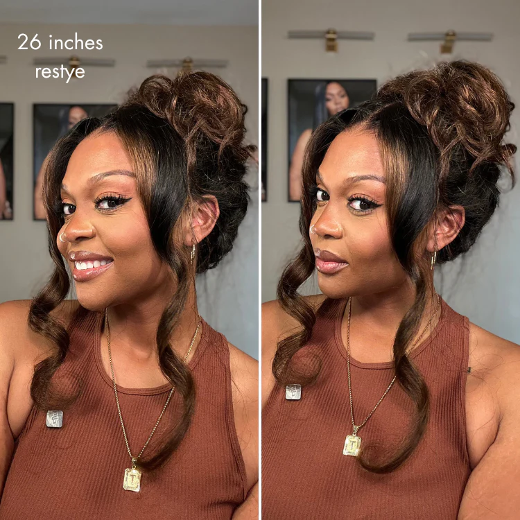 NatureMAX™ 200% Density Ombre Brown / Natural Black Loose Wave Glueless 13x6 / 13x4 HD Lace Front Wig Human Hair Pre-Cut Lace Flexi-Fit Drawstring Cap - Image 4