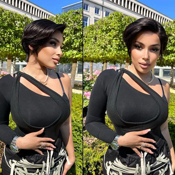New Customers Only | Affordable Pixie Cut Minimalist HD Lace Glueless Wig Pre-Cut Lace - Image 3
