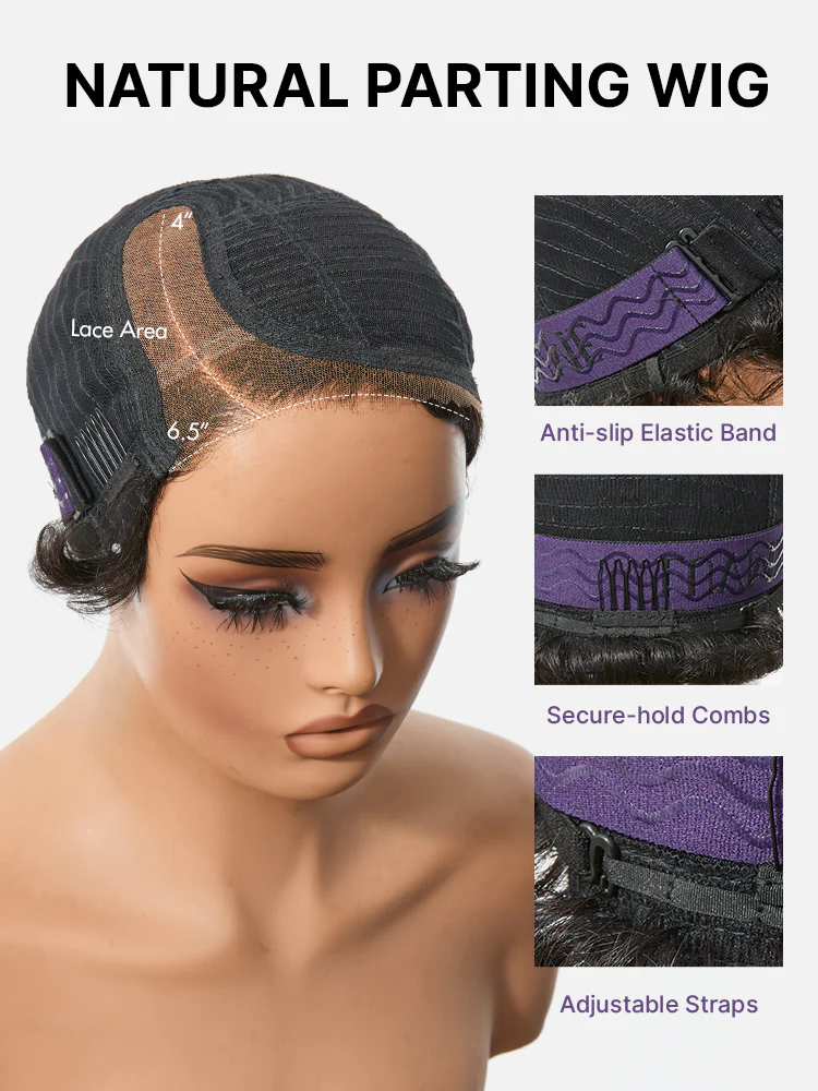 New Customers Only | Beginner Friendly Natural Black Lightweight Roll Curl Glueless Minimalist HD Lace Short Pixie Cut Wig Pre Cut Lace - Image 8
