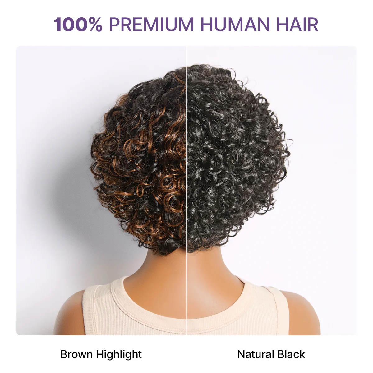 New Customers Only | Brown Highlight Water Wave Pixie Cut Glueless Minimalist HD Lace Short Curly Wig - Image 8