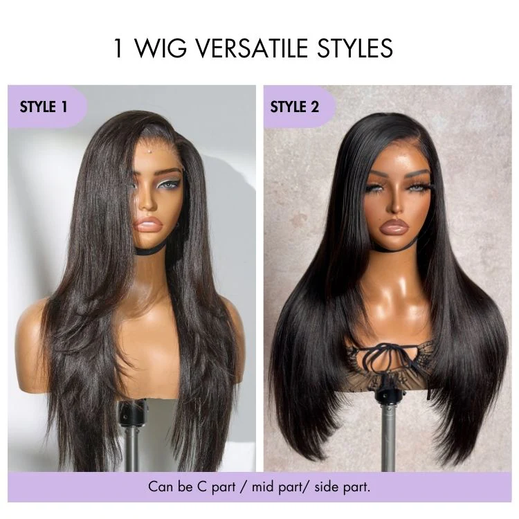 New Customers Only | Luvme All-Day Comfort™ Wig Layered Light Yaki Straight Glueless 7x6 Closure HD Lace Human Hair Wig Pre-Cut Lace - Image 4