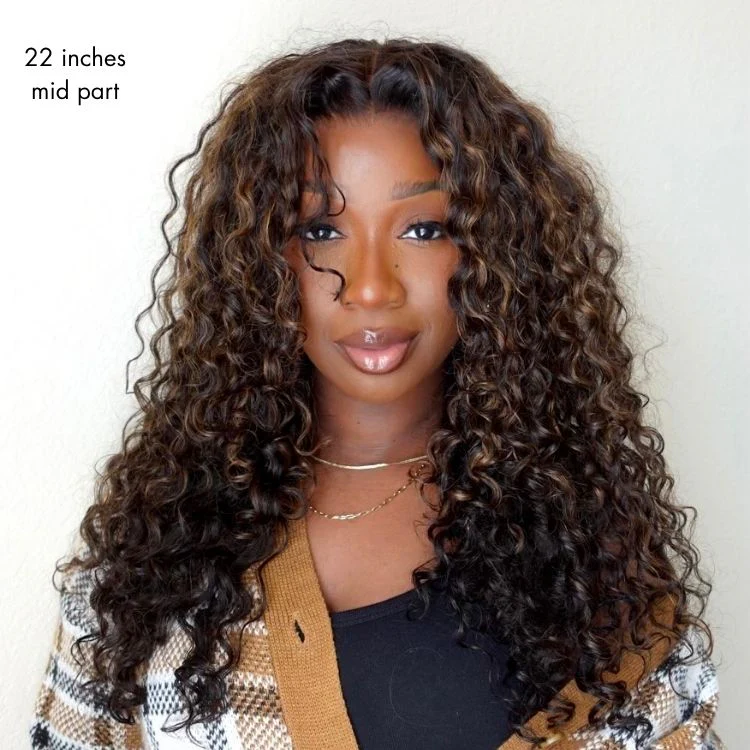 New Customers Only | Luvme All-Day Comfort™ Wig PartingMax Brown Highlights Funmi Curly 7x6 Closure HD Lace Glueless Wig Pre Cut Lace - Image 6