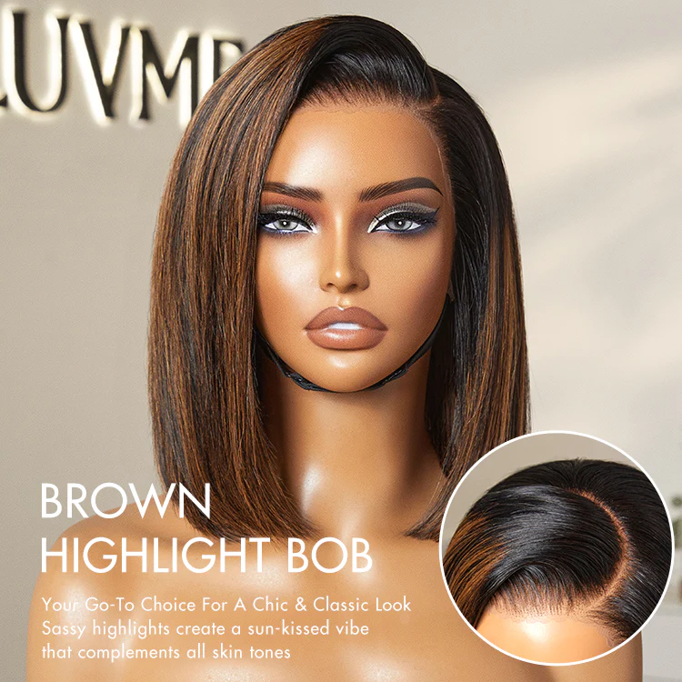 New Customers Only | PreMax Wigs | Super Natural Hairline Silky Blunt Cut Bob Glueless 13x4 Frontal Lace Human Hair Short Wig Pre-Cut Lace - Image 10