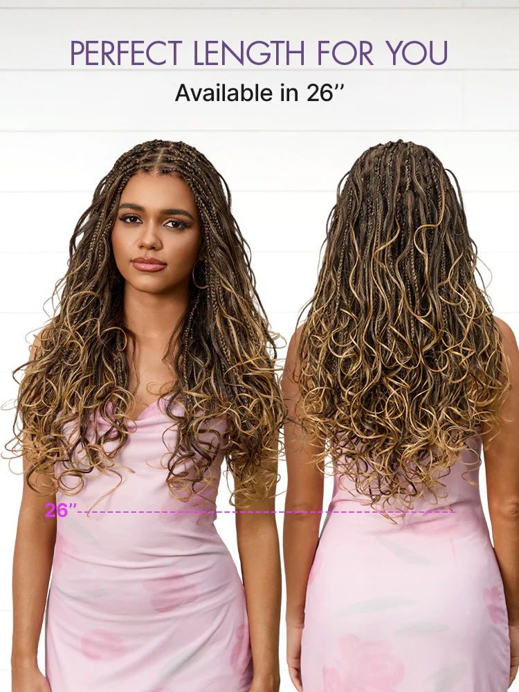 New Customers Only | OwnScalp™ Ombre Honey Blonde French Curl Knotless Boho Braids HD Full Lace Long Wig Flexi Fit Invisi Drawstring Cap - US Only - Image 10
