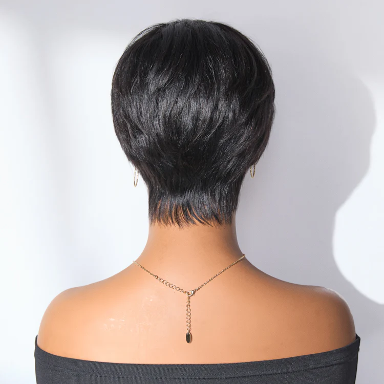 New Customers Only | Throw On & Go Short Cut with Bangs Wig Ultra Comfort Cotton Cap Glueless Wig Hair Loss Friendly - Image 10