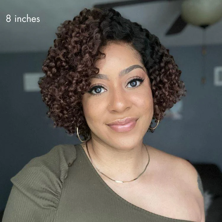 New Customers Only | Trendy Short Cut Curly Minimalist HD Lace Glueless Side Part Wig 100% Human Hair Pre-Cut Lace - Image 8