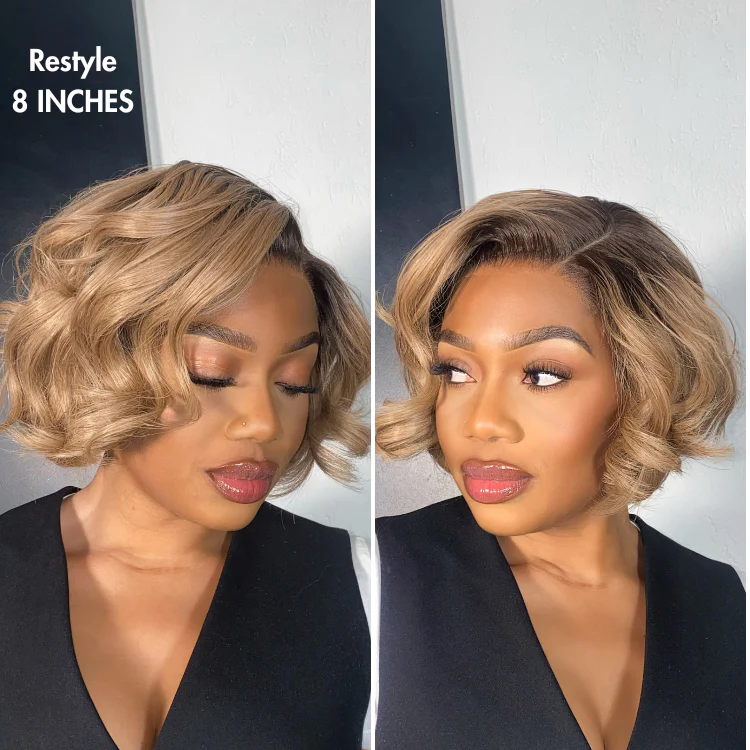 Ash Blonde Ombre Blunt Cut Bob Glueless Minimalist HD Lace Short Bob Wig Ready to Go Pre-Cut Lace - Image 2