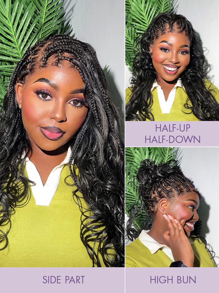 OwnScalp™Ombre Honey Blonde French Curl Knotless Boho Braids HD Full Lace Long Wig Flexi Fit Invisi Drawstring Cap - US Only - Image 13