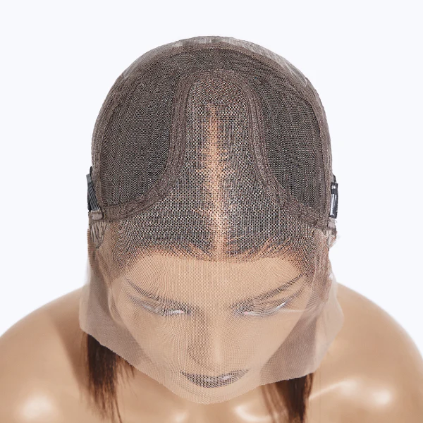 Ombre Caramel Brown Mid Part Glueless Minimalist Lace Bob Wig 100% Human Hair | Fits All Face Shapes - Image 4
