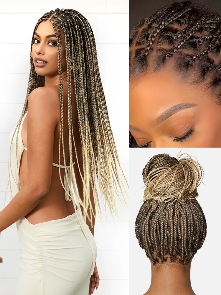 OwnScalp™ 613 Blonde Lightweight Salon-Like Braids with a Real Scalp Look Full HD Lace Knotless Box Braided Wig Drawstring Cap - US Only