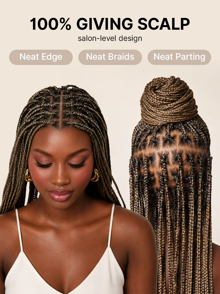 OwnScalp™ 613 Blonde Lightweight Salon-Like Braids with a Real Scalp Look Full HD Lace Knotless Box Braided Wig Drawstring Cap - US Only - Image 4