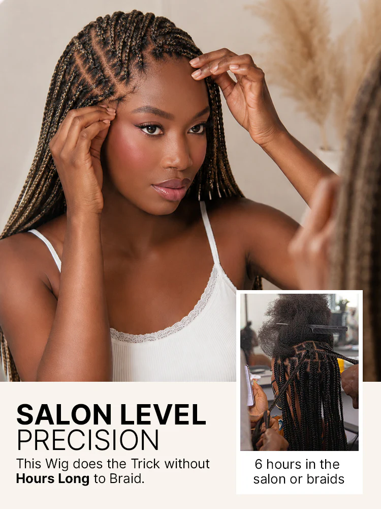 OwnScalp™ 613 Blonde Lightweight Salon-Like Braids with a Real Scalp Look Full HD Lace Knotless Box Braided Wig Drawstring Cap - US Only - Image 5