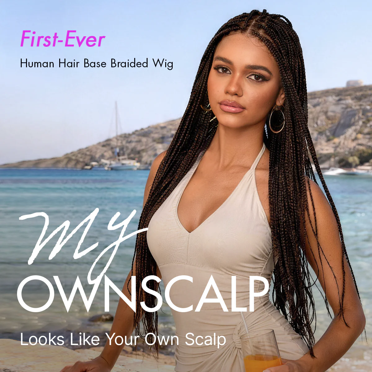 OwnScalp™ Lightweight Salon-Like Braids with a Real Scalp Look Full HD Lace Knotless Box Braided Wig Flexi-Fit Invisi Drawstring Cap - US Only - Image 2