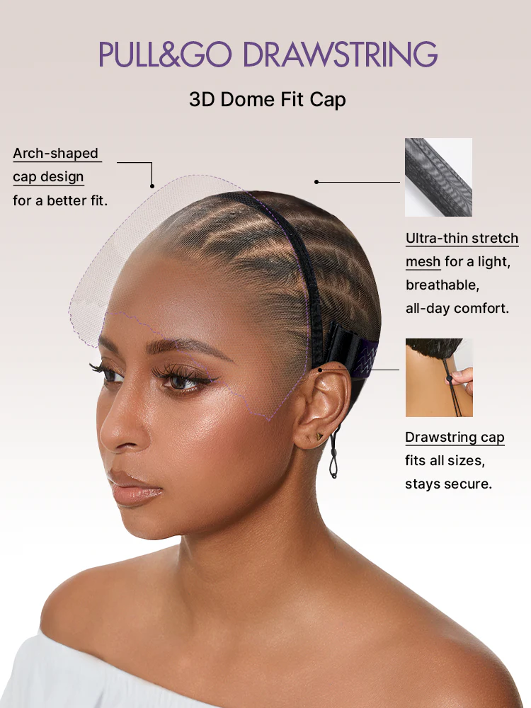 PreMax 180% Density Water Wave Glueless Flexi-Fit Drawstring 13x4 Frontal Lace Fluffy Curly Pre-Cut Lace Wig, 360-Like Design Allows Ponytail & Updo - Image 2