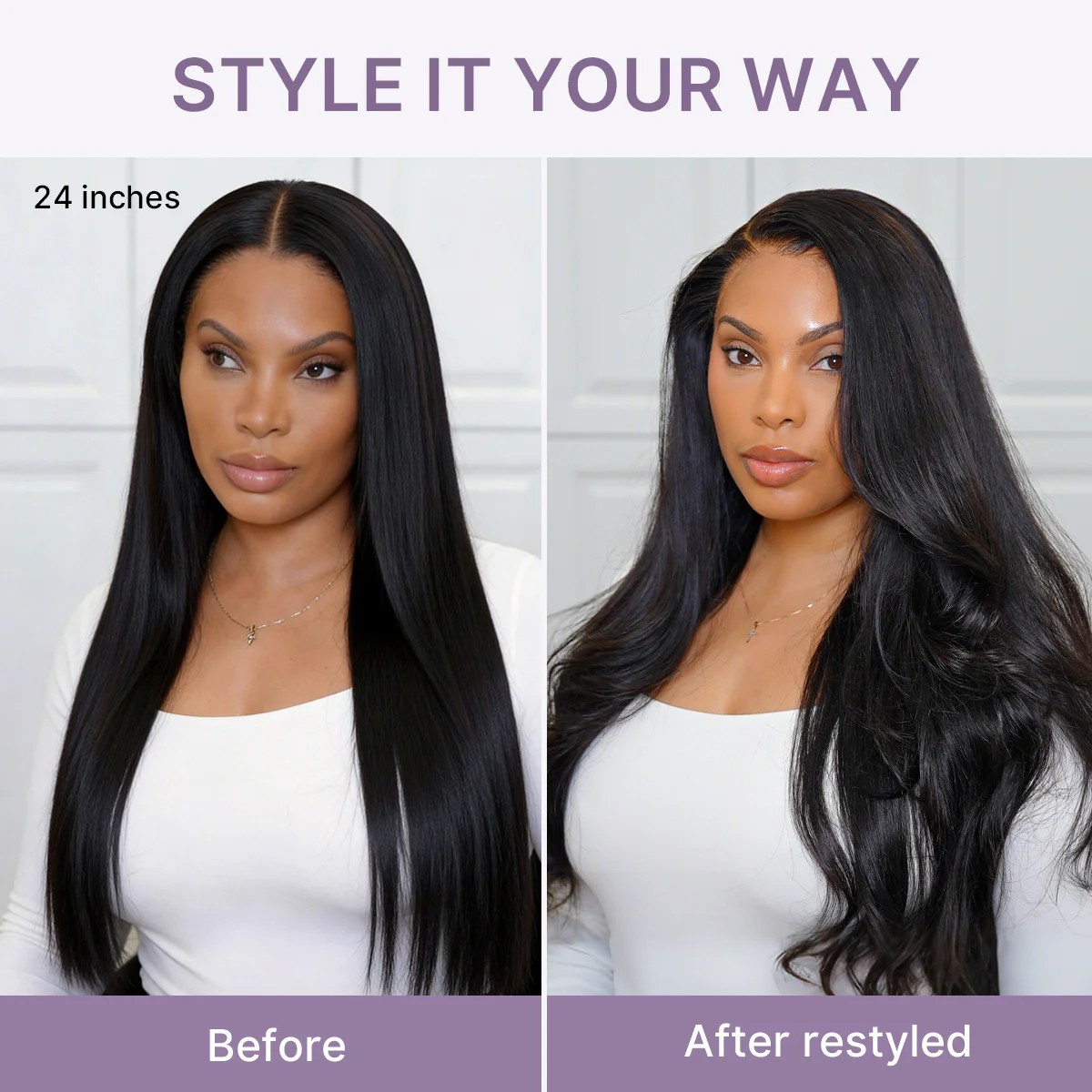 PreMax Wigs | Super Natural Hairline Silky Straight Glueless 13x4 Frontal Lace Wig Human Hair Pre-Cut Lace - Image 5