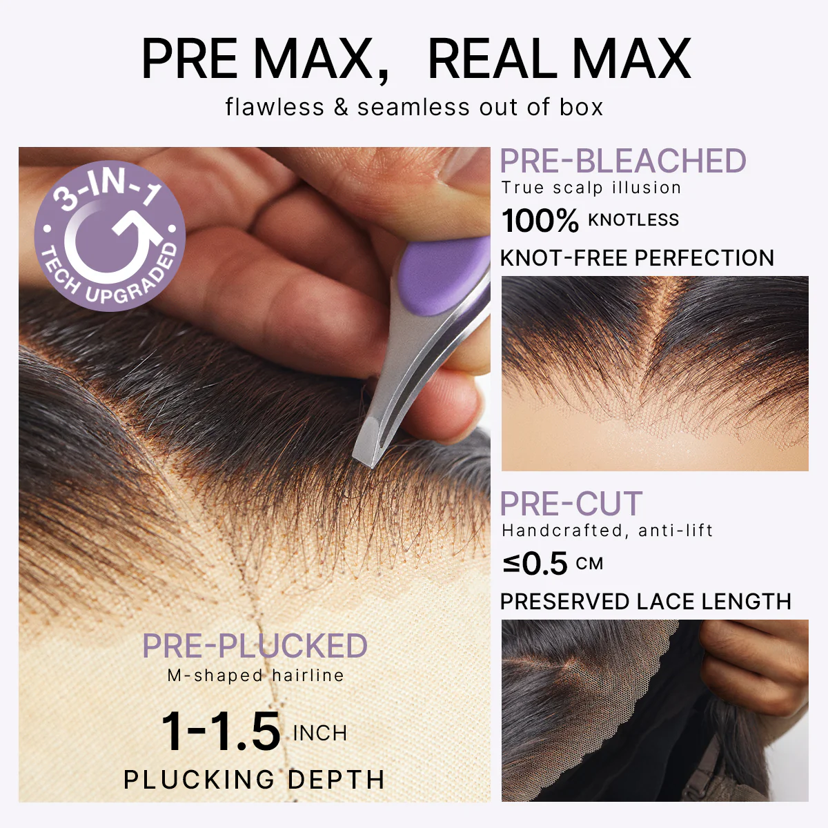 PreMax Wigs | Super Natural Hairline Silky Straight Glueless 13x4 Frontal Lace Wig Human Hair Pre-Cut Lace - Image 7