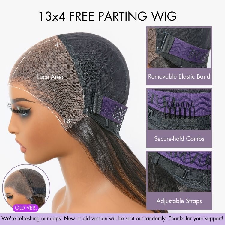 PreMax Wigs | Ultra Natural Hairline Brown Highlight Silky Straight Glueless 13x4 Frontal Lace Long Wig Pre-Cut Lace - Image 9