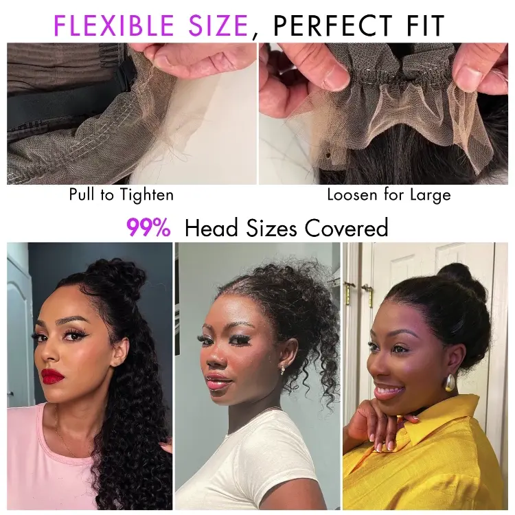 PreMax Wigs | Water Wave Flexi-Fit Invisi Drawstring Cap 360 Lace Long Curly Wig Pre-Cut Lace - Image 5