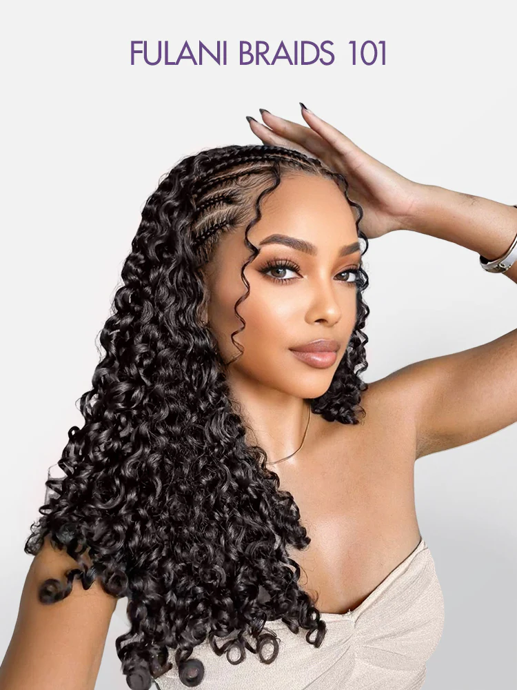Readitress™ Knotless Fulani Braids Deep Wave Glueless Ear-to-ear 13x4 Frontal HD Lace Wig Human Hair - Image 2