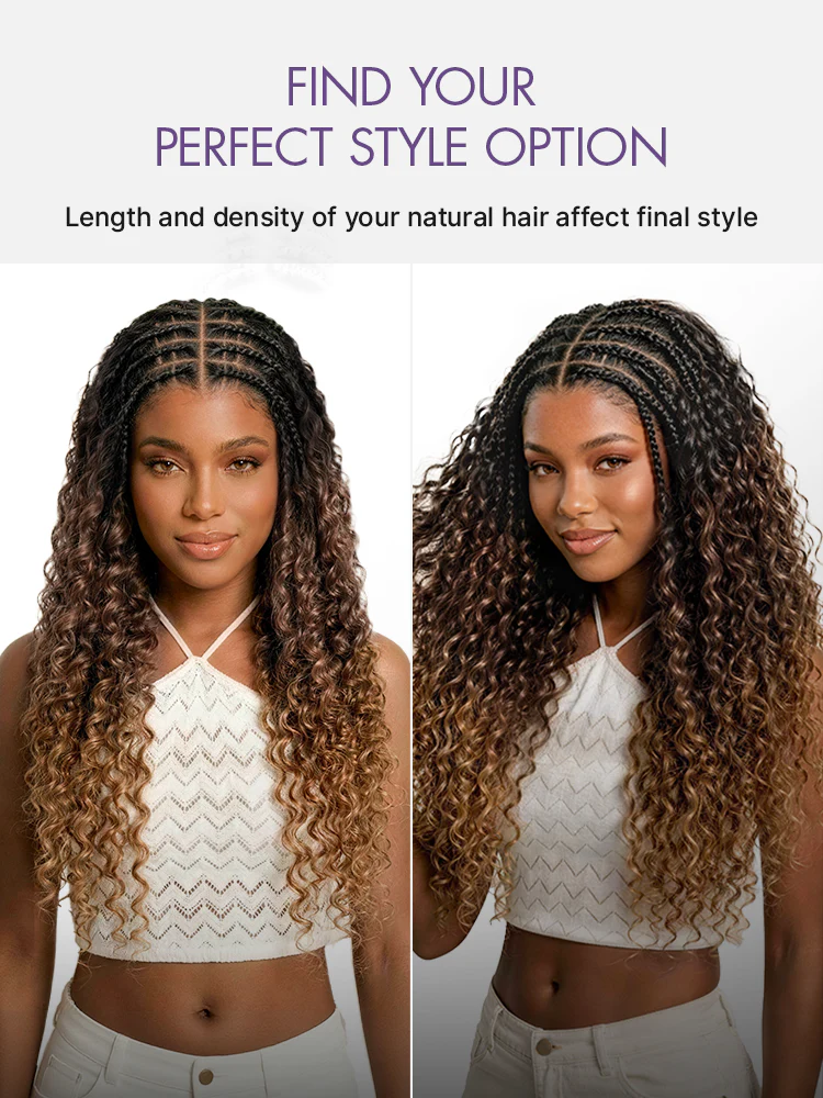 Readitress™ Pre-Separated Feather Crochet Human Hair for Miracle Knots Boho Braids | Ombre Brown Deep Wave Protective Style (Free Gifts Included) - Image 17