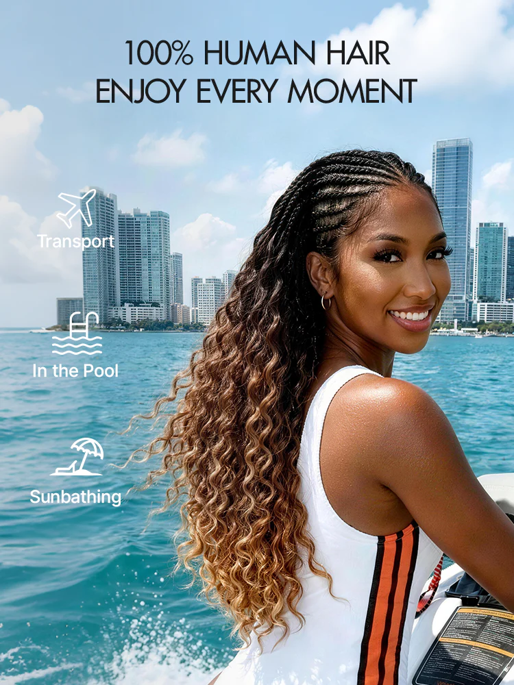 Readitress™ Pre-Separated Feather Crochet Human Hair for Miracle Knots Boho Braids | Ombre Brown Deep Wave Protective Style (Free Gifts Included) - Image 9