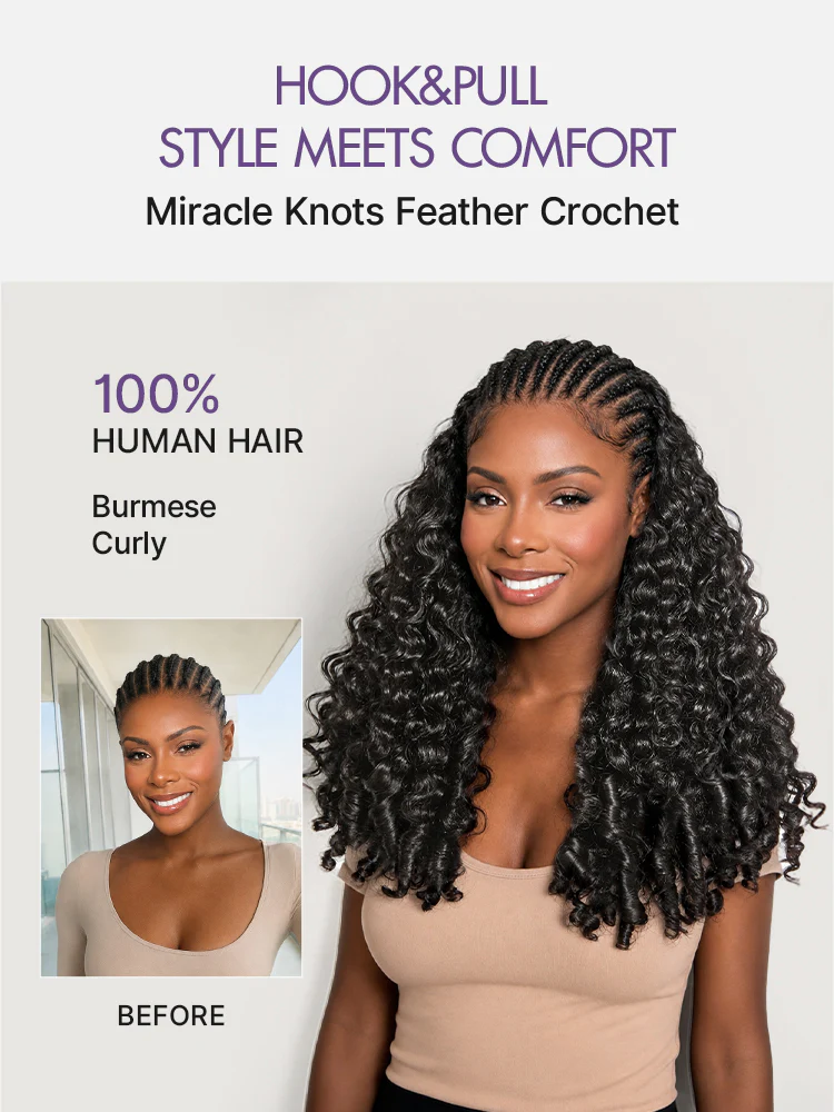 Readitress Pre-Separated Feather Crochet Human Hair for Miracle Knots Boho Braids | Burmese Curly Finger Coil Ends Protective Style (Free Gifts Included) - US Only - Image 3