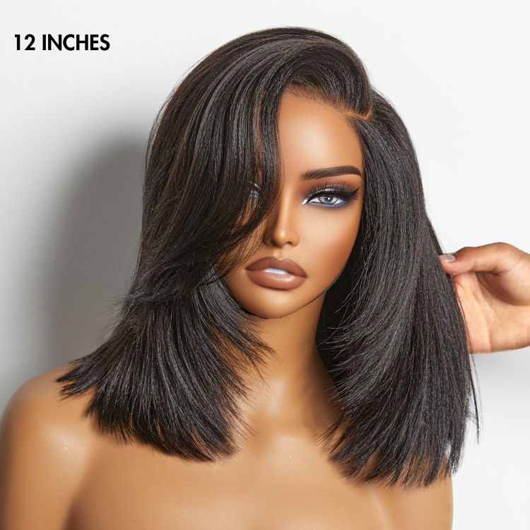 Layered Cut Yaki Straight Left C Part Glueless Minimalist HD Lace Bob Wig Ready to Go - Image 3