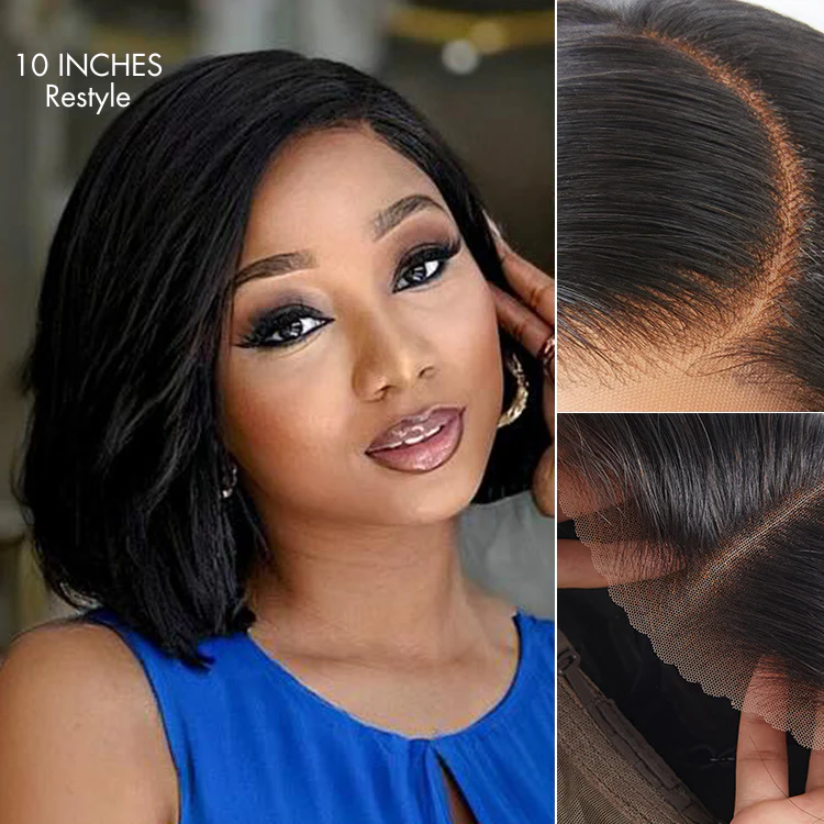 Layered Cut Yaki Straight Left C Part Glueless Minimalist HD Lace Bob Wig Ready to Go - Image 5