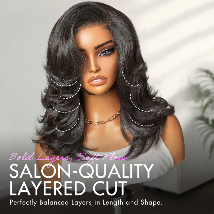 Shake Shape™ | Effortlessly Chic Layered Haircut Wavy Glueless HD Minimalist Lace Short Wig - Image 2