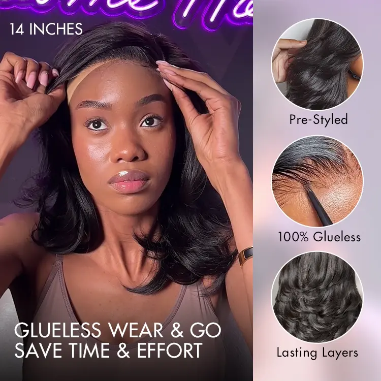 Shake Shape™ | Effortlessly Chic Layered Haircut Wavy Glueless HD Minimalist Lace Short Wig - Image 6
