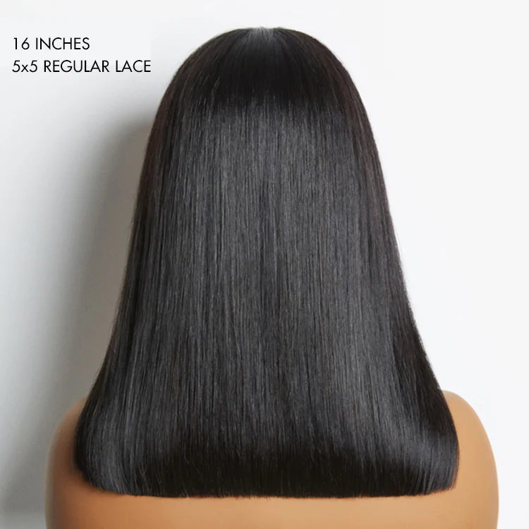 PreMax Wigs | Silky Blunt Cut Glueless 2x6 / 5x5 Closure Lace Shoulder Length Bob Wig Pre Plucked & Bleached - Image 10