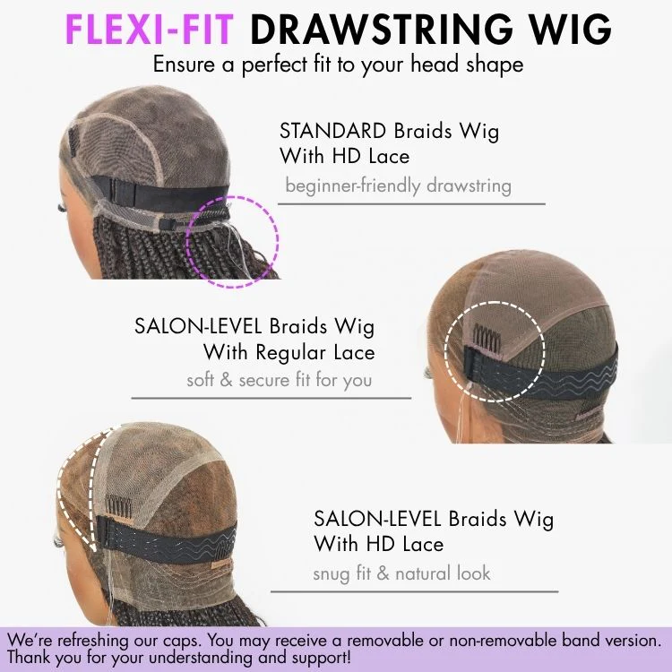 Special Deal | Light Weight Flexi-Fit Invisi Drawstring Cap Full Lace Knotless Boho Curls Braided Long Wig Super Natural Scalp - Image 13