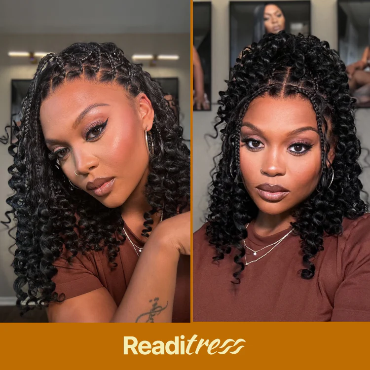 Special Deal | HD Full Lace Knotless Boho Curls Braided Bob Wig Flexi Fit Invisi Drawstring Cap Pre-Cut Lace - Image 6