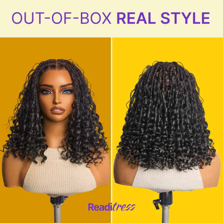 Special Deal | HD Full Lace Knotless Boho Curls Braided Bob Wig Flexi Fit Invisi Drawstring Cap Pre-Cut Lace - Image 8