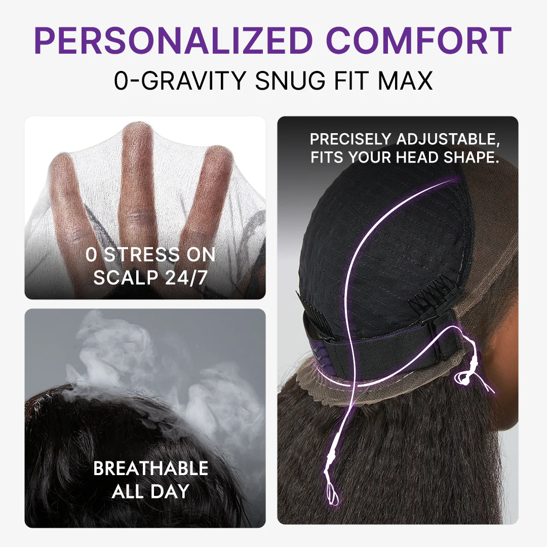 22 Inches | MyOwn-Fit 360 HD Lace Kinky Straight Wig Flexi-Fit Invisi Drawstring Cap & Pre-Cut Lace - Image 7
