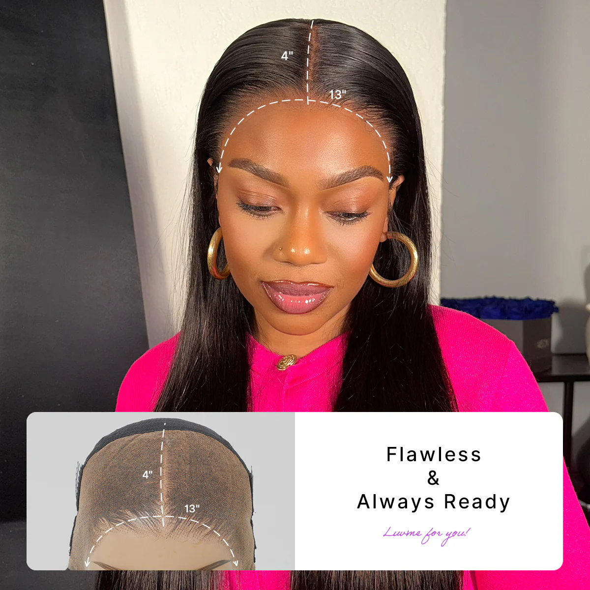 Special Offer | PreMax Wigs | Super Natural Hairline Silky Straight Glueless 13x4 Frontal Lace Wig Human Hair Pre-Cut Lace - Image 8
