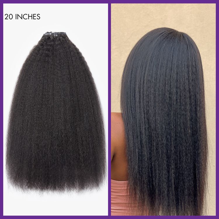 2 Packs Straight / Body Wave / Kinky Curly / Yaki Straight / Kinky Straight Clip in Hair Extensions with Free Gift - Image 5