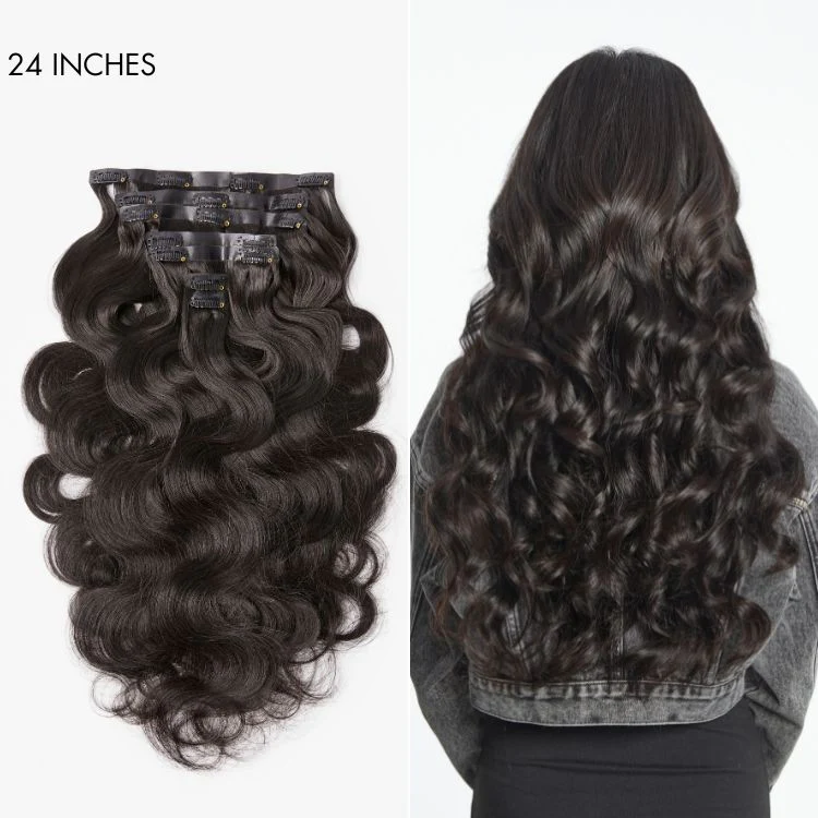 2 Packs Straight / Body Wave / Kinky Curly / Yaki Straight / Kinky Straight Clip in Hair Extensions with Free Gift - Image 8